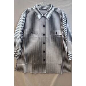 Cali and York Linen feel Catalina Crinkle Button Blouse shirts Women's size 2X